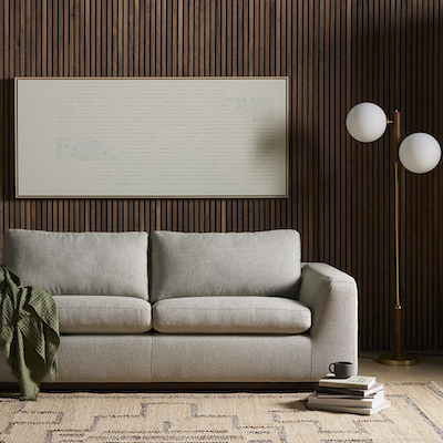 Wood panel living room