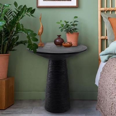 Black round accent table